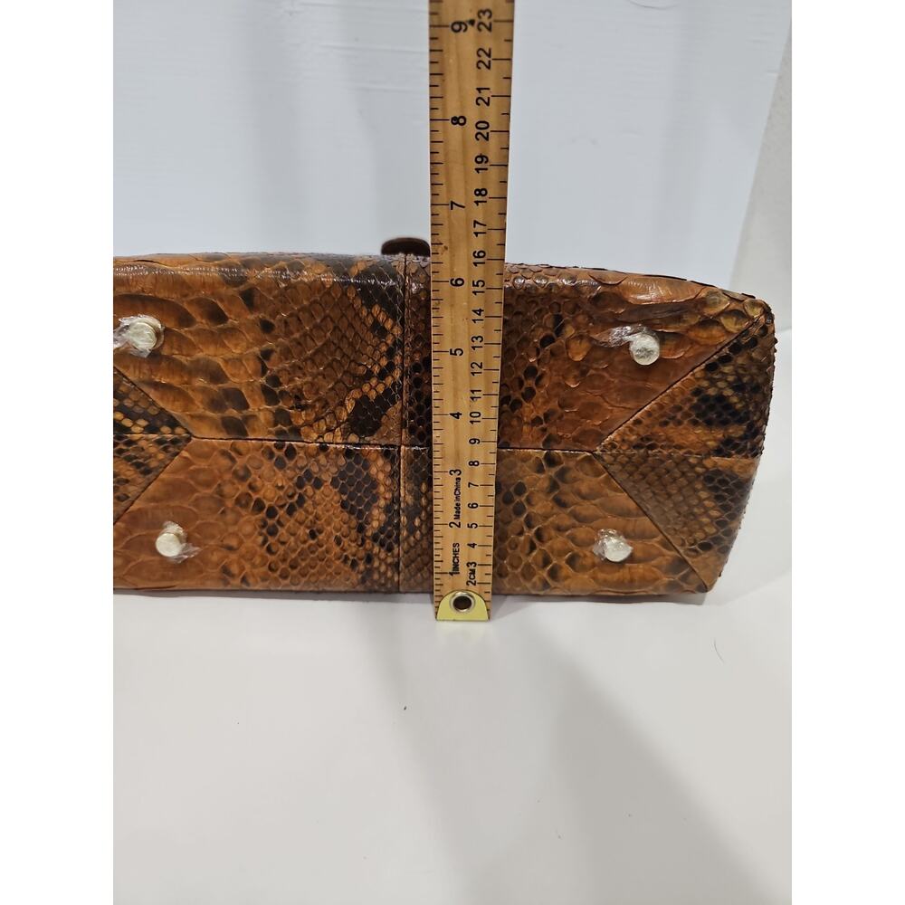 NEW Grand Pelle Genuine Python Skin Brown Tan Multi-way Tote Bag - Picture 11 of 14
